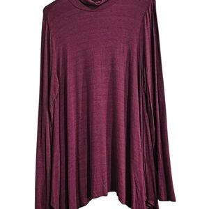 American Eagle Soft And Sexy T XL Asymmetrical Burgundy Long Sleeve Tunic Top